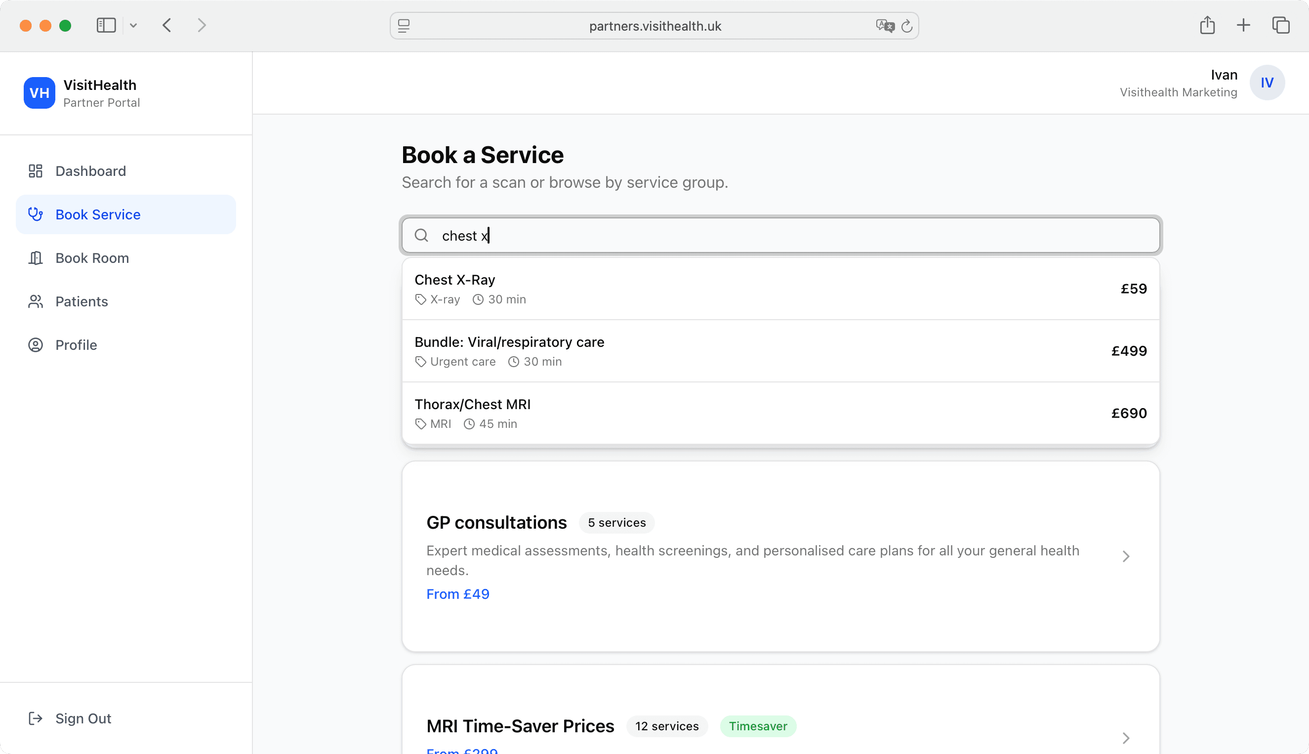 Service catalogue and search